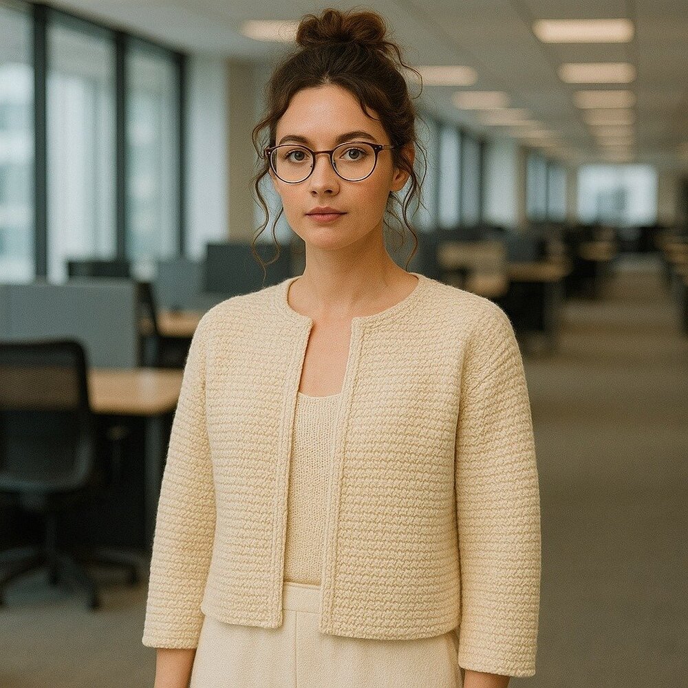 BaBaa Cardigan No4 Open Drape Dense Weave Long Sleeve Natural Casual Women